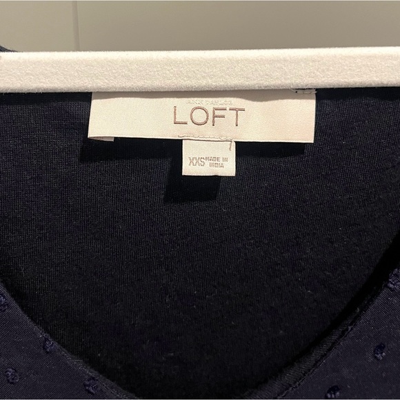 Loft XXsmall Navy Blue Swiss Dot Tank Top Scoop Neck And Lined - Picture 6 of 7